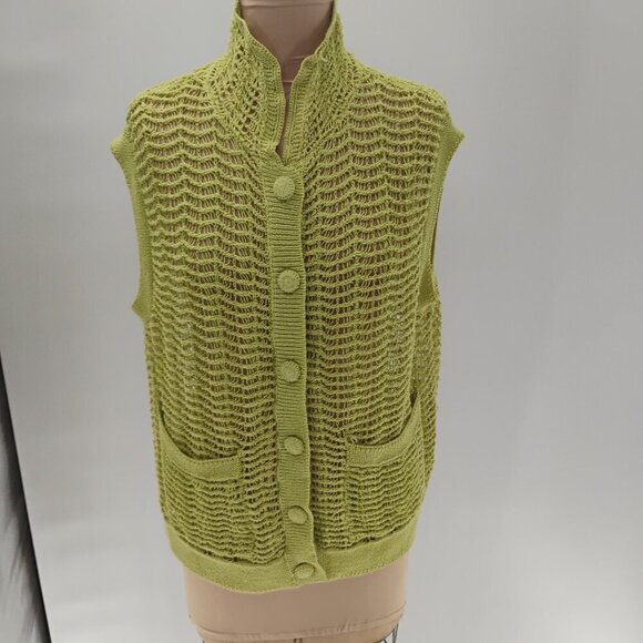 ZARA TEXTURED KNIT VEST LIMITED EDITION LIGHT GREEN crotchet knit fall cotton - Picture 1 of 15